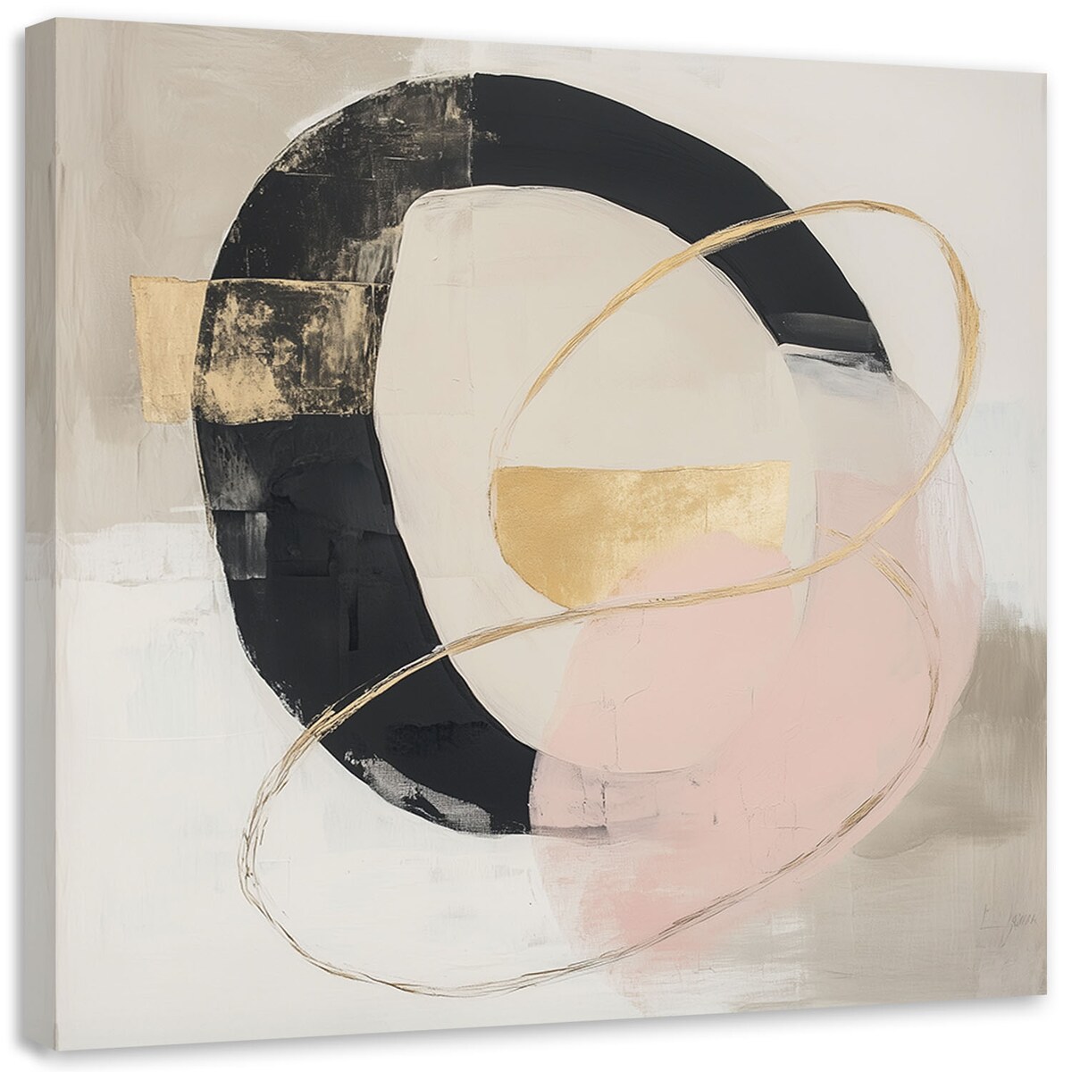 Feeby Obraz do salonu sypialni, Abstrakcja Koło złote plamy farby 50x50