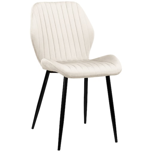 Krzesło tapicerowane do salonu jadalni pikowane welurowe beżowe