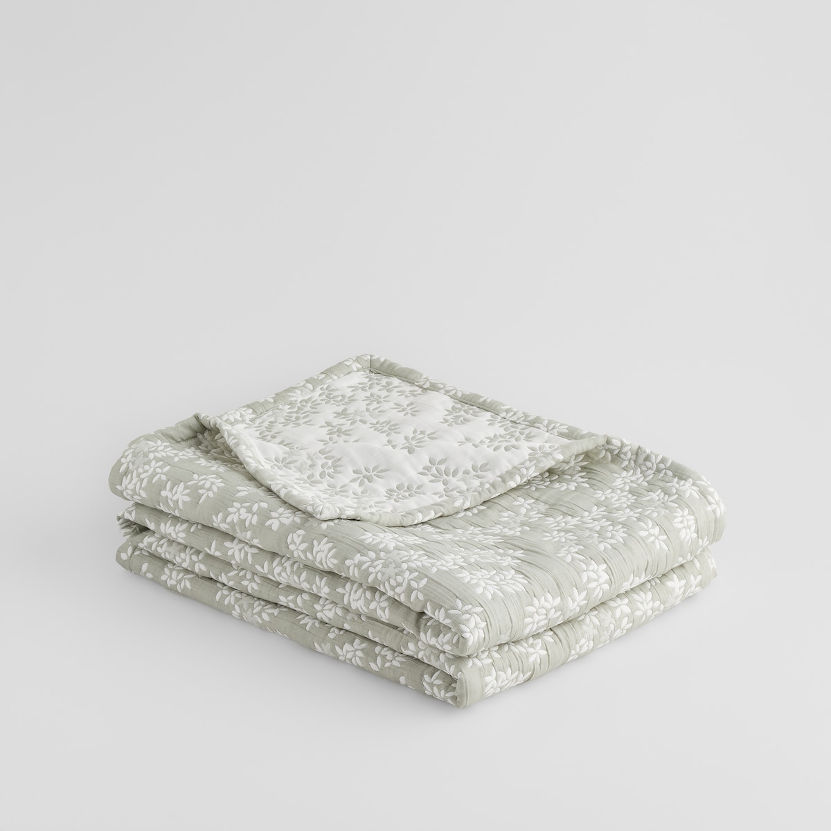 Wzorzysta żakardowa narzuta na łóżko z bawełną Flodow 200x220 cm z motywem kwiatowym