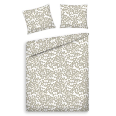 Pościel z bawełny satynowej Misne 160x200 cm z motywem zwierząt leśnych