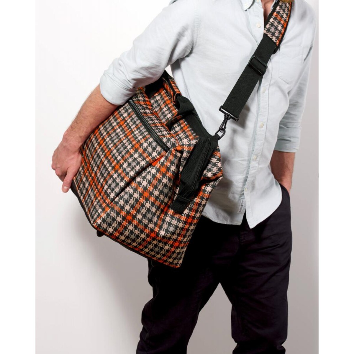 Torba allrounder L pocket glencheck red - poliester, 32 l