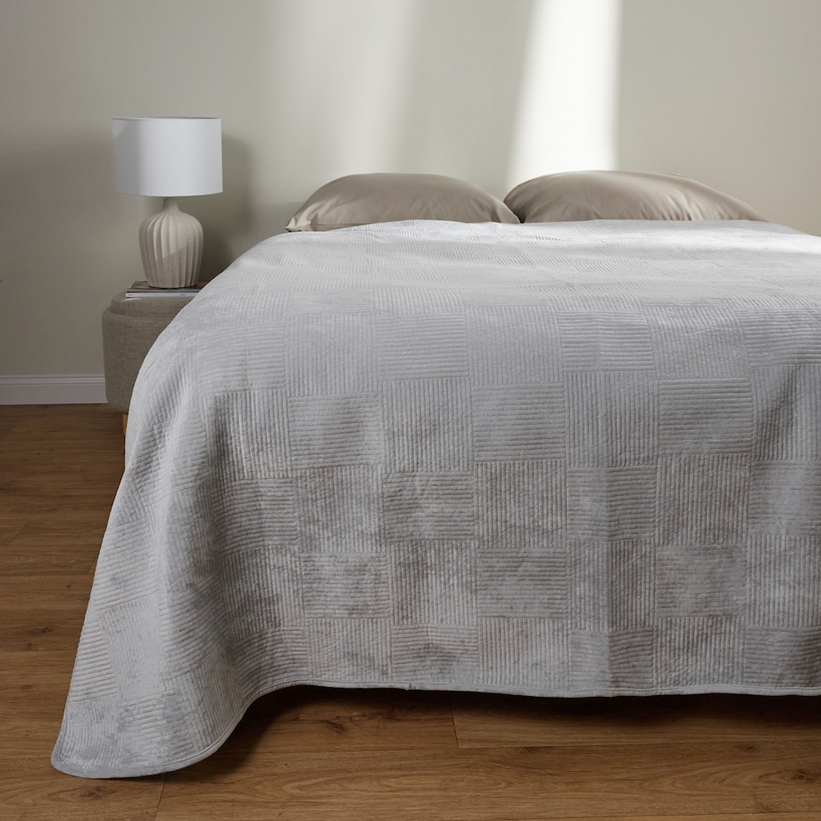 Jednokolorowa narzuta na łóżko Quadron 200x220 cm z motywem geometrycznym