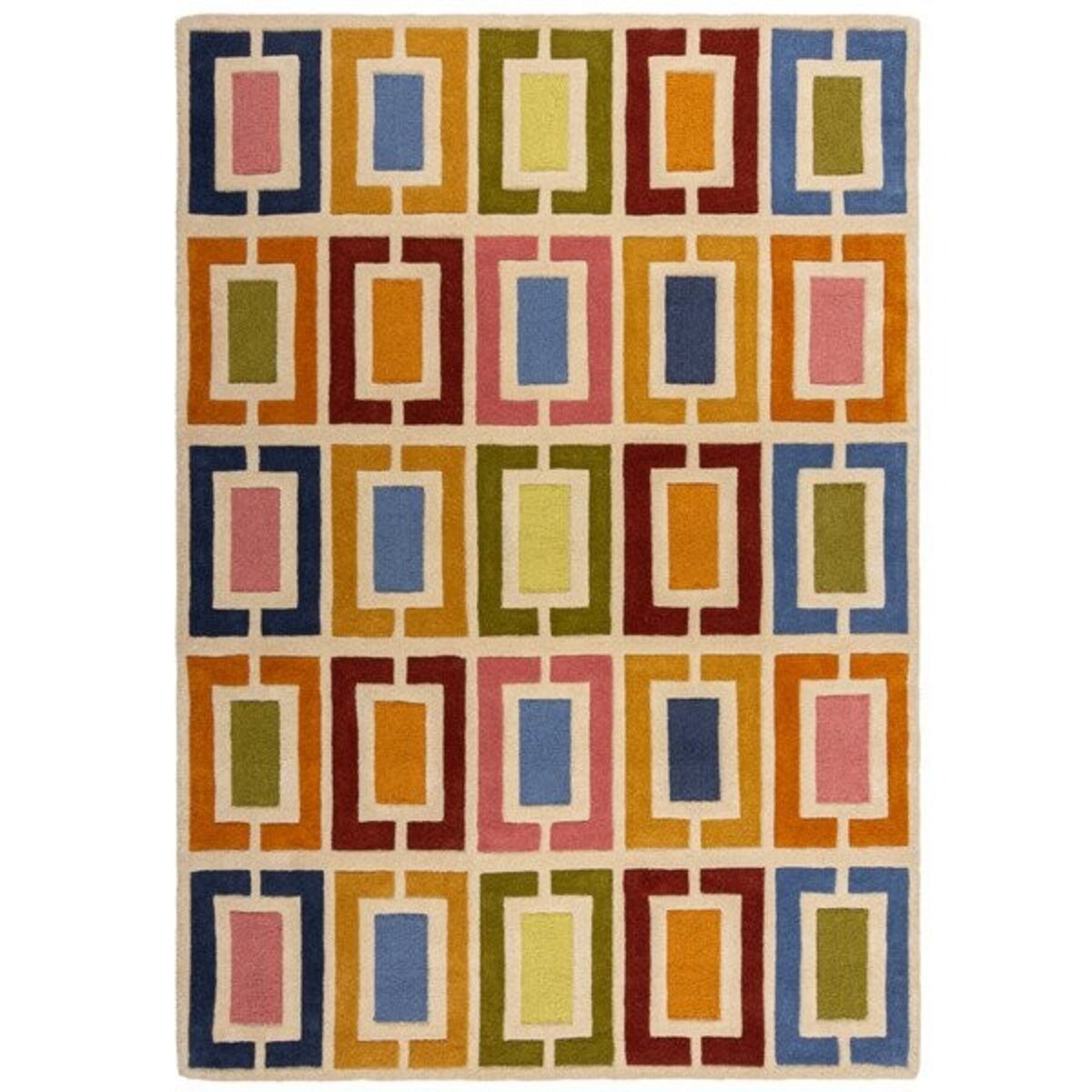 Dywan Wełniany illusion Retro Blocks Wielokolorowy 80x150