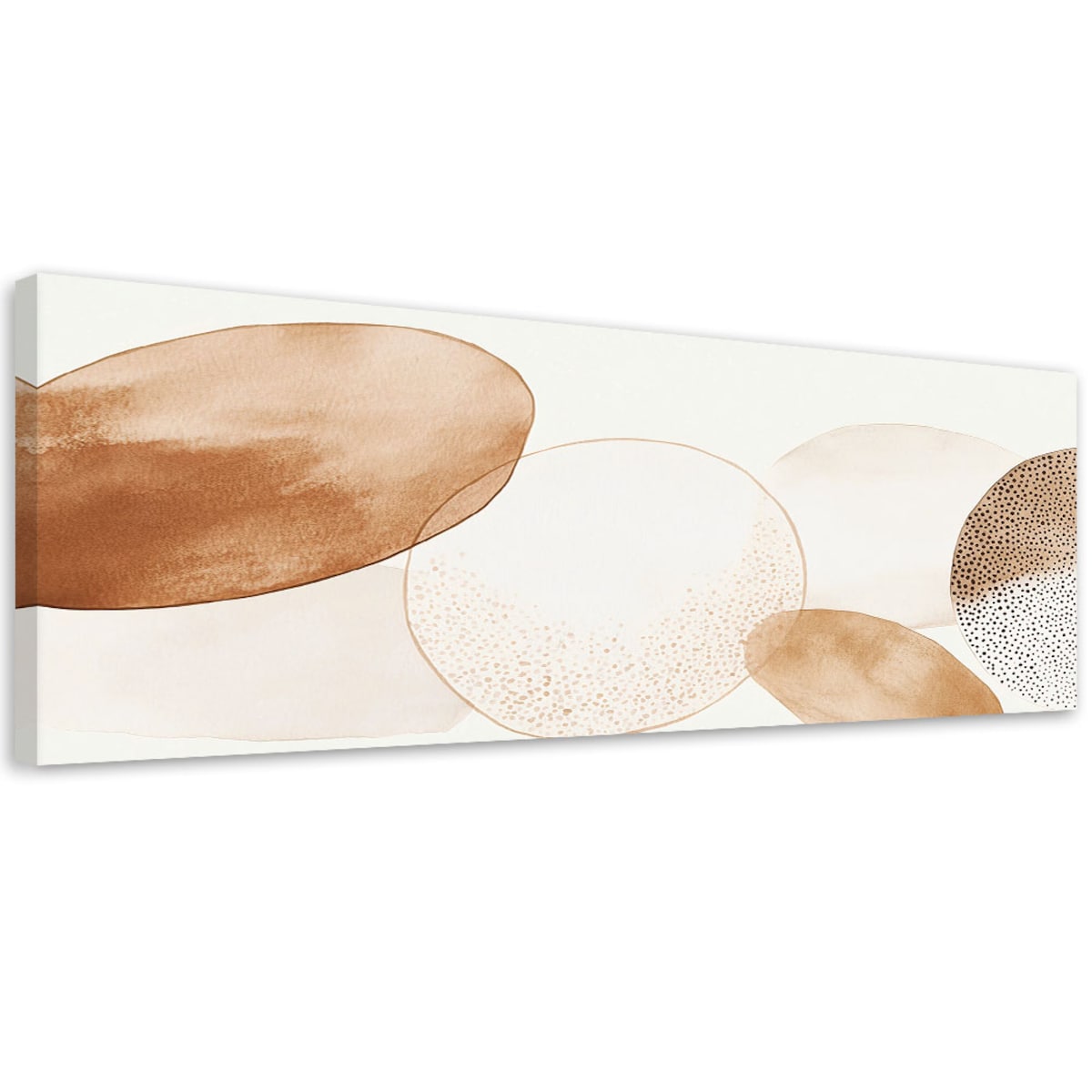 Feeby Obraz nowoczesny, Kręgi Koła Akwarela Beżowy Minimalizm 120x40