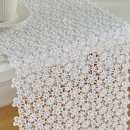 Bieżnik koronkowy Florina 35x180 cm z motywem kwiatowym