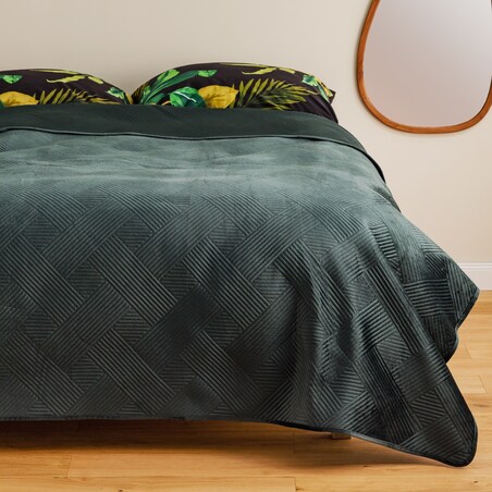 Narzuta Welwetowa w Wytłaczany Geometryczny Wzór Lesotho 180x220 cm