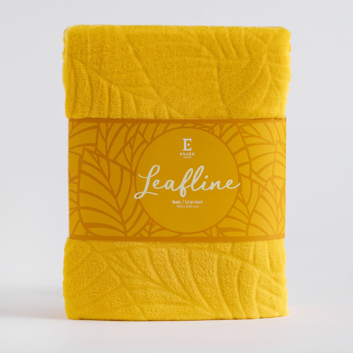 Jednokolorowy koc z wytłoczonym wzorem Leafline 150x200 cm