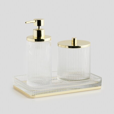 Taca z ryflowanego szkła zdobiona metalem marcella