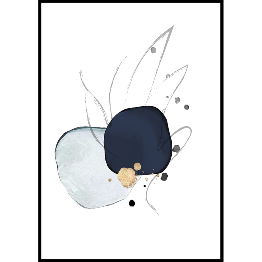 plakat abstract blue and gold no 4 30x40 cm