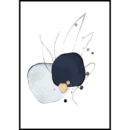 plakat abstract blue and gold no 4 30x40 cm