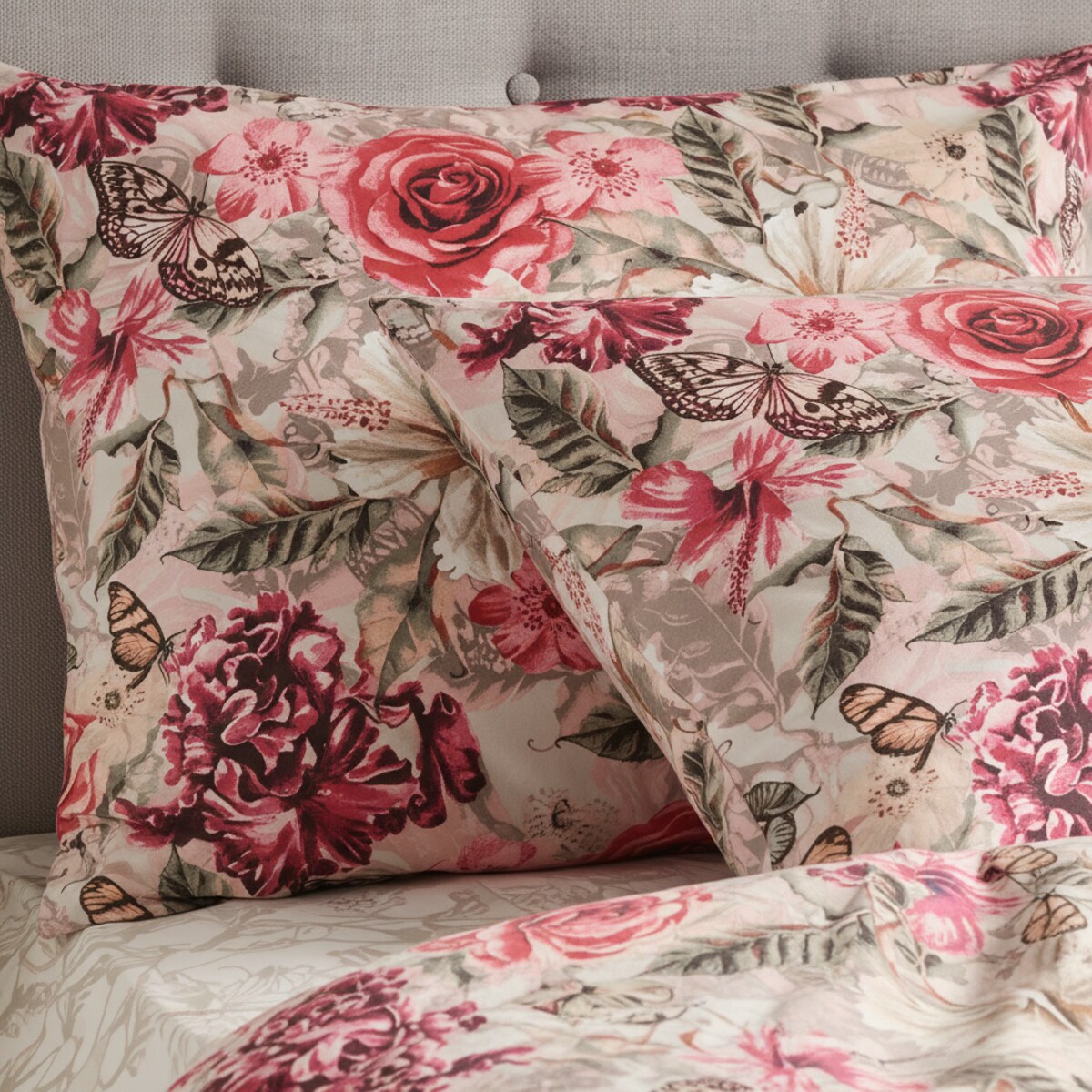 Pościel z bawełny satynowej Velmira 200x220 cm z motywem roślinnym