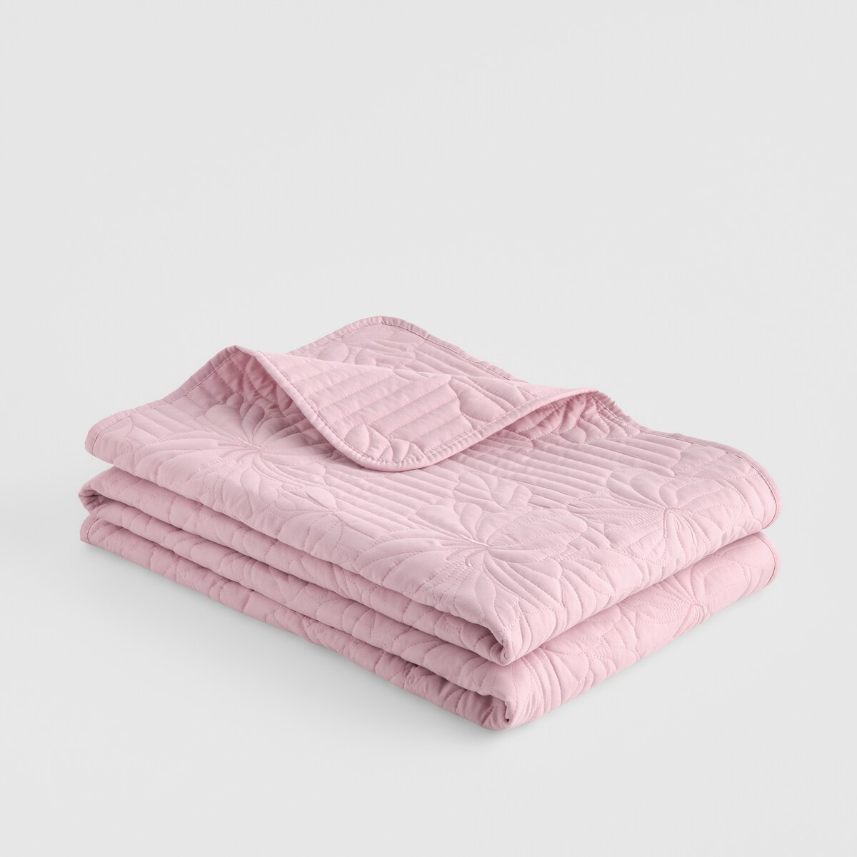 Jednokolorowa narzuta na łóżko z przeszywanym wzorem Solosao 200x220 cm z motywem kwiatowym