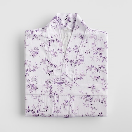 Szlafrok z bawełny satynowej Fiorre z motywem kwiatowym