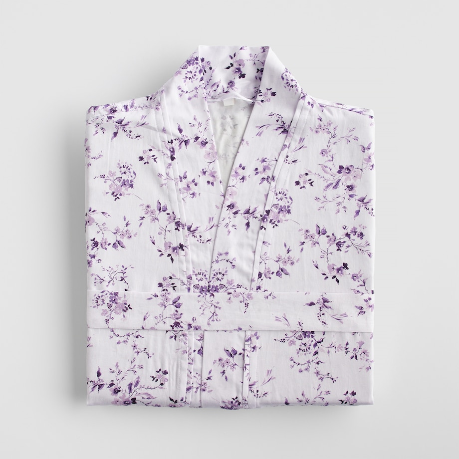 Szlafrok z bawełny satynowej Fiorre z motywem kwiatowym