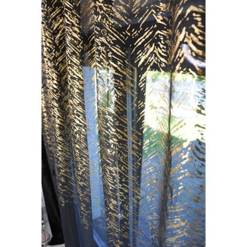 firana "velvet glow" błyszczący print 140x250 cm przelotki | czarny