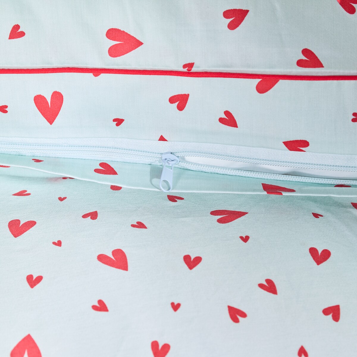 Pościel z bawełny satynowej z lamówką Malorina 200x220 cm z motywem serc