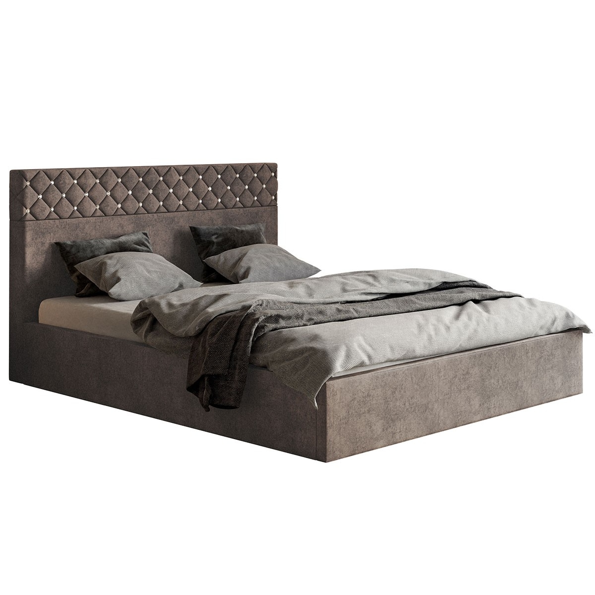 Łóżko sypialniane 180x200 OLDO 4 tapicerowane, tkanina hydrofobowa-brązowe