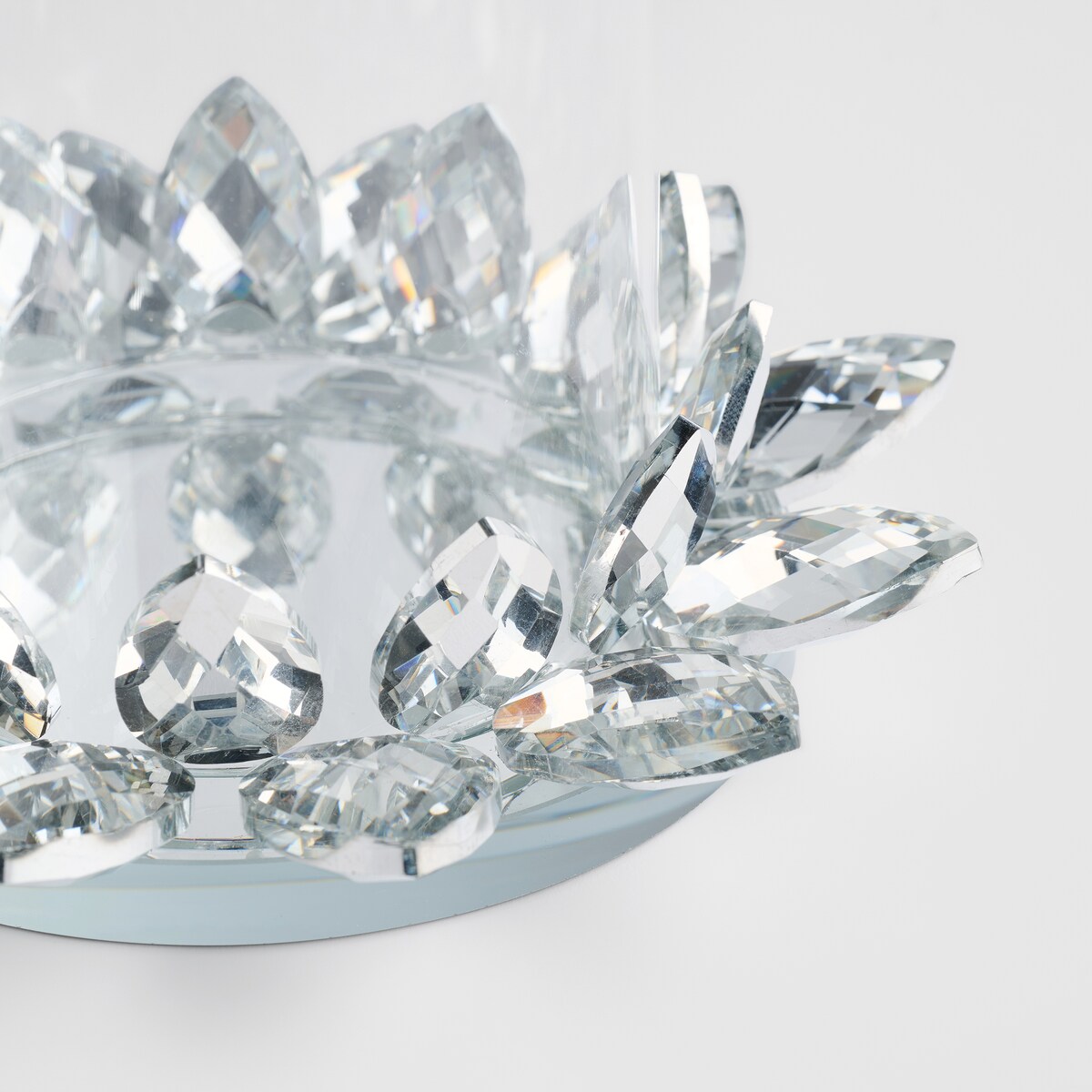 Świecznik Cristal shine glass z motywem kwiatowym