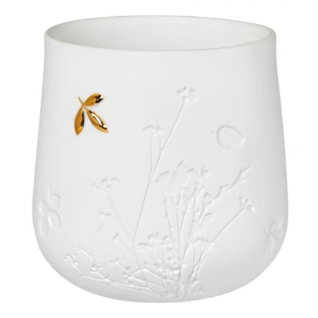 Świecznik Złoty listek, porcelana