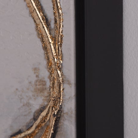 Ręcznie zdobiony obraz w ramie z elementami złota terni 90x120