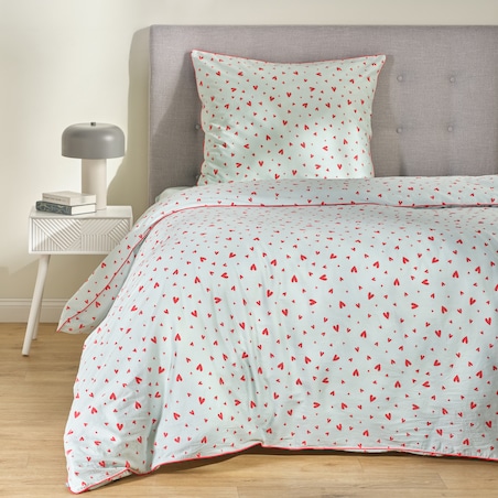 Pościel z bawełny satynowej z lamówką Malorina 140x200 cm z motywem serc