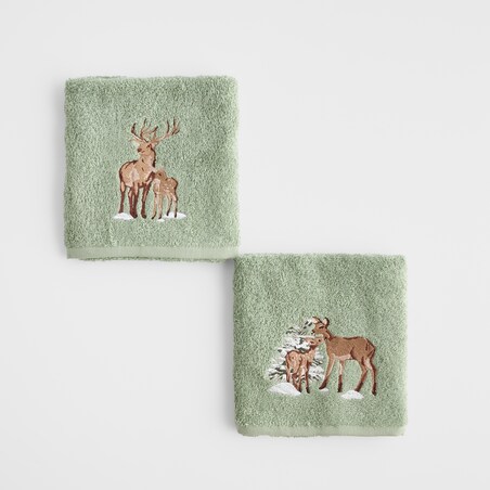 Komplet ręczników dekoracyjnych do twarzy lub rąk 2szt Hirvos 30x50 cm z motywem zwierząt leśnych