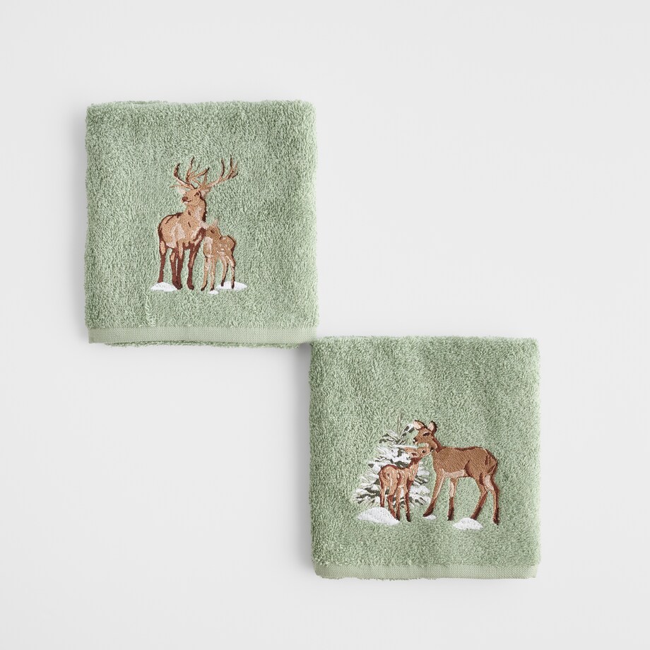 Komplet ręczników dekoracyjnych do twarzy lub rąk 2szt Hirvos 30x50 cm z motywem zwierząt leśnych