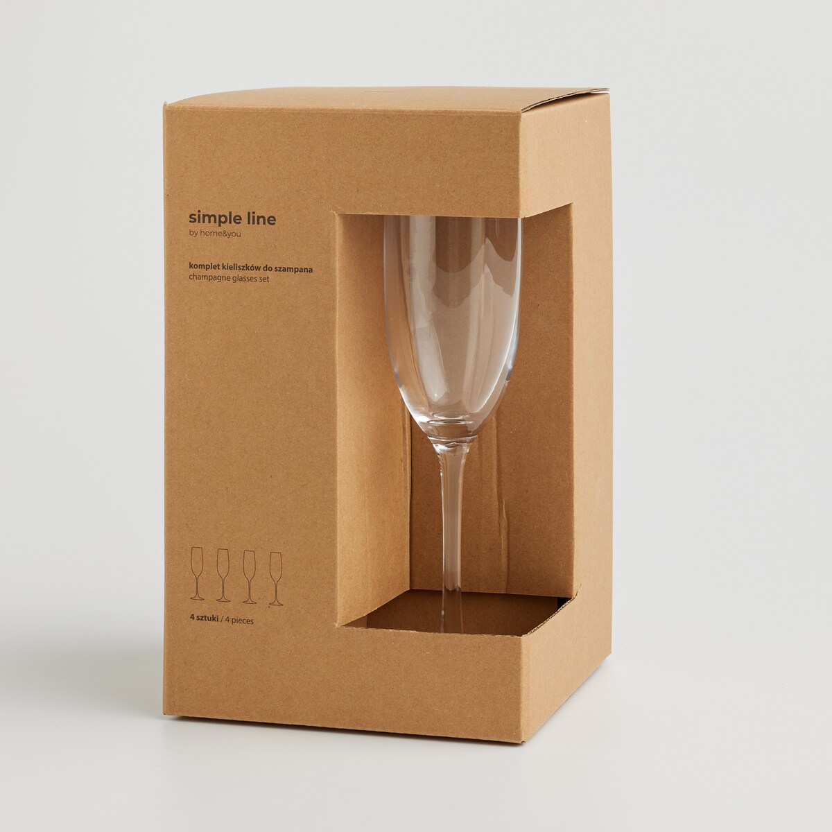 Komplet kieliszków do szampana ze szkła kryształowego Anoa