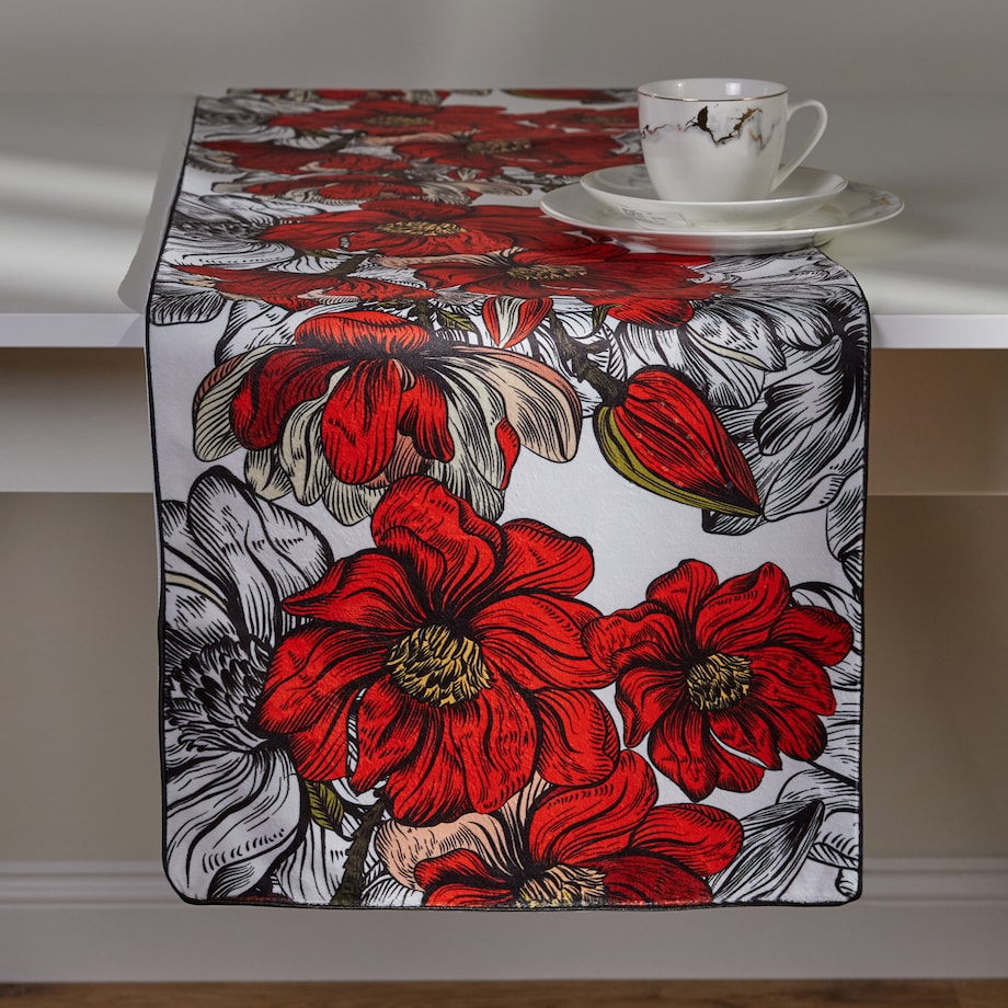 Bieżnik Verilos 35x180 cm z motywem kwiatowym