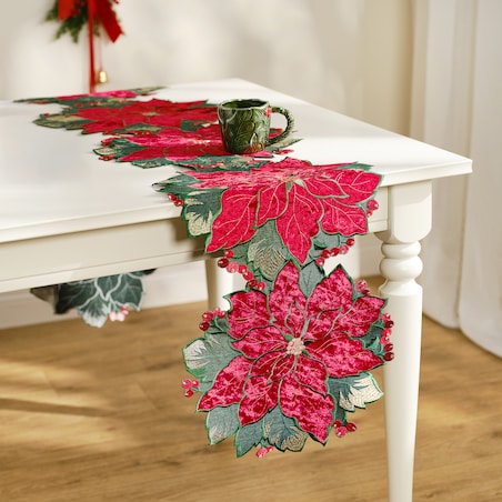 Bieżnik Haftowany Poinsetto 35x180 cm