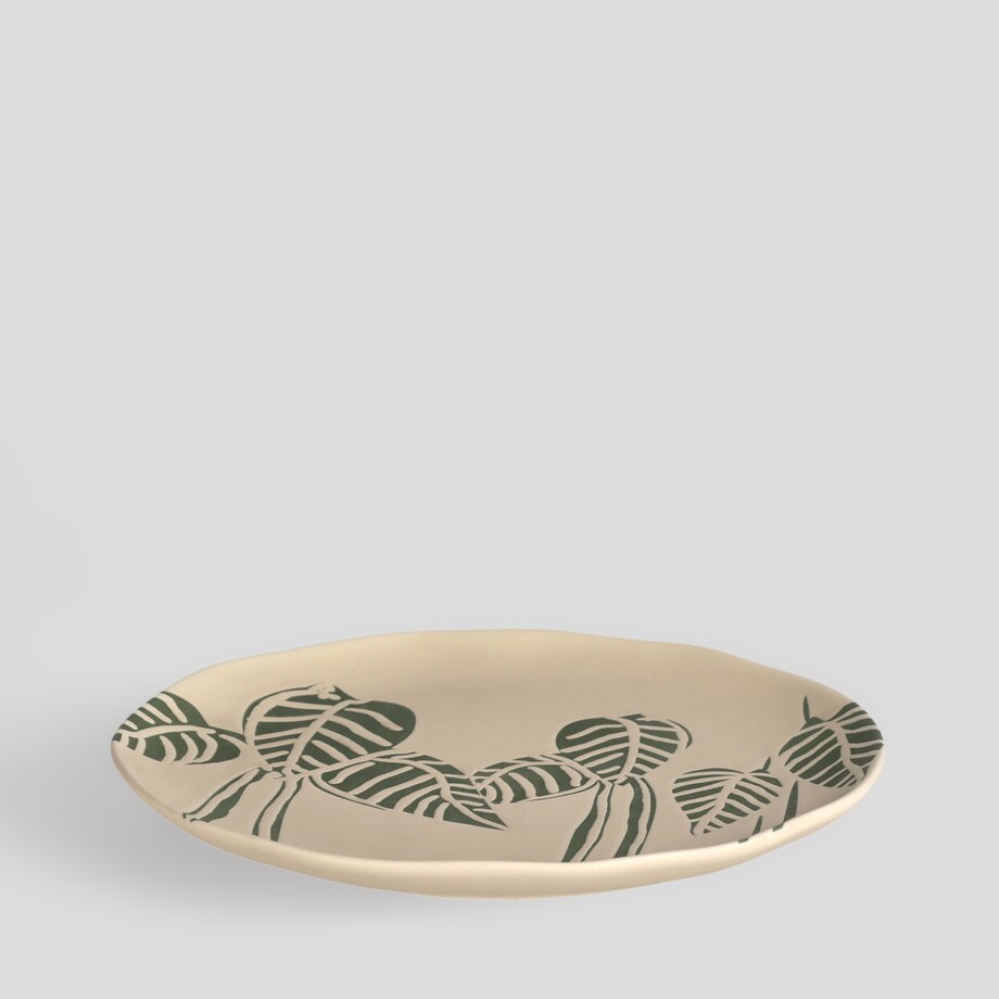 Talerz Deserowy Leavi z motywem tropikalnym