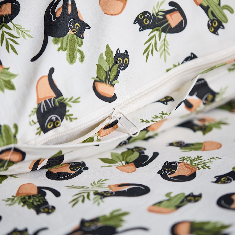Komplet pościeli bawełnianej Purrpot 160x200 cm z 2 poszewkami 70x80