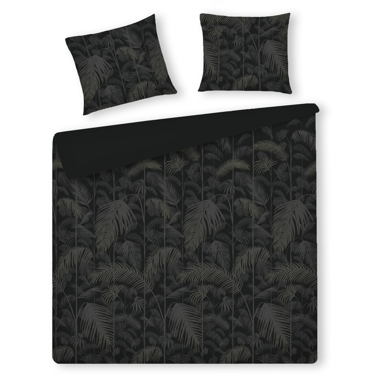 Pościel z bawełny satynowej Palmnight 200x220 cm z motywem roślinnym