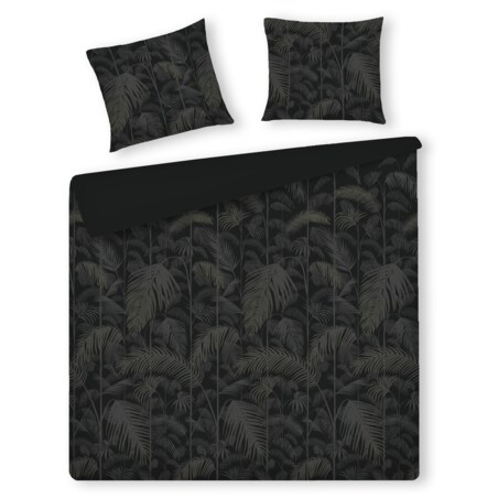 Pościel z bawełny satynowej Palmnight 200x220 cm z motywem roślinnym