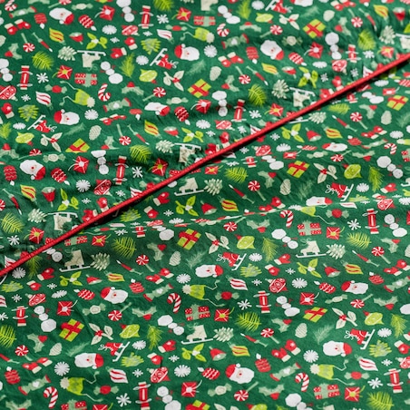 Pościel bawełniana z lamówką Festio 160x200 cm z motywem mikołaja