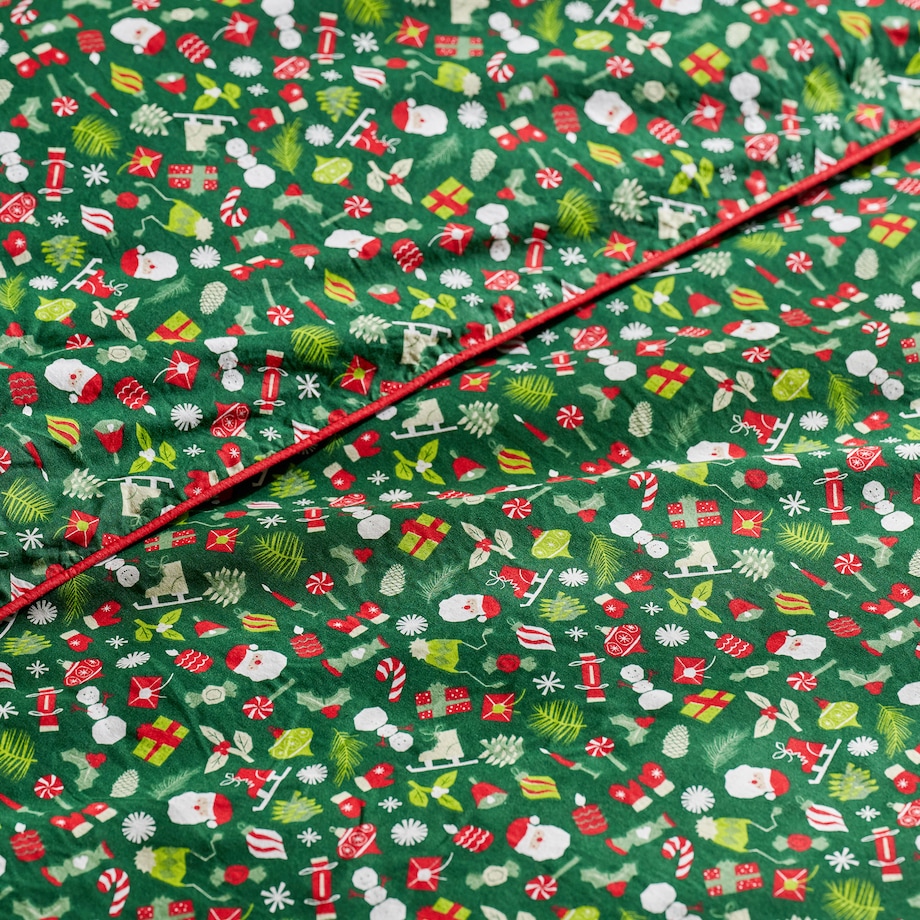 Pościel bawełniana z lamówką Festio 160x200 cm z motywem mikołaja