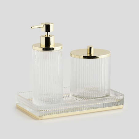 Taca z ryflowanego szkła zdobiona metalem marcella