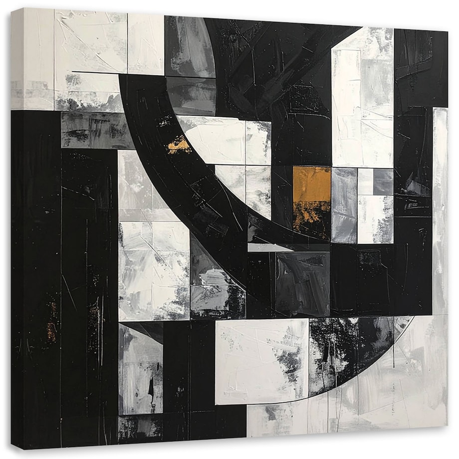 Obraz do salonu sypialni biura, Geometryczna abstrakcja czarno biała