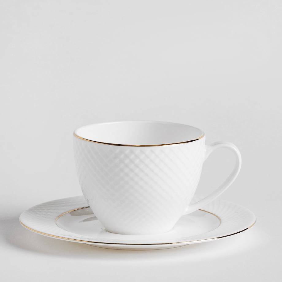 Elegancka Filiżanka z Porcelany Kostnej Eleni z motywem geometrycznym