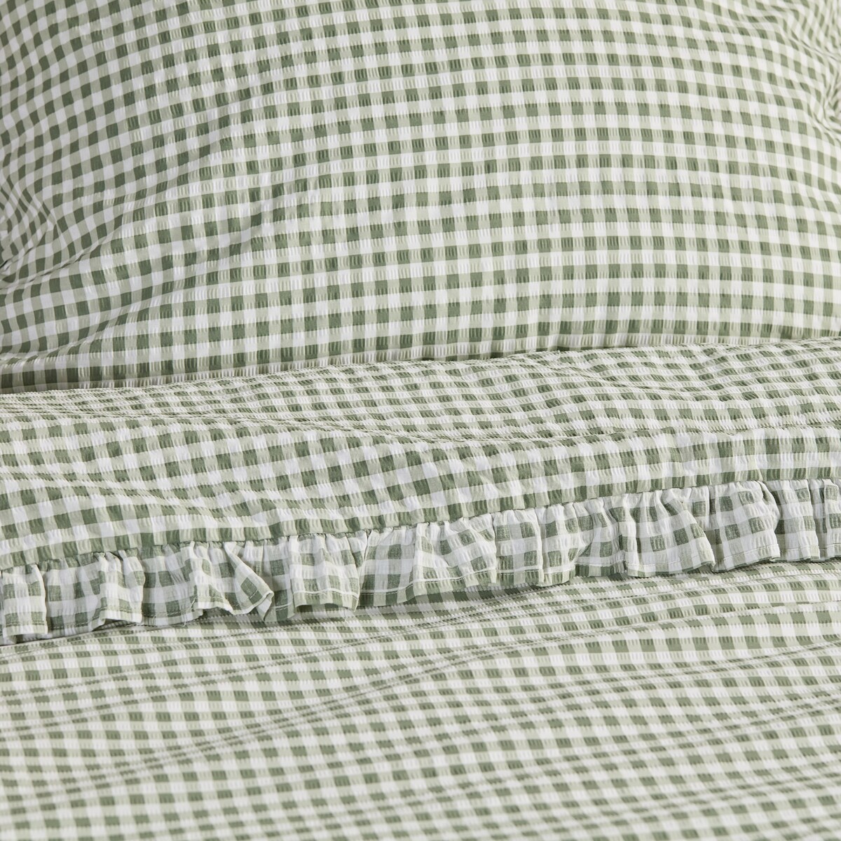 Pościel z kory z falbaną Minomi 160x200 cm w kratę