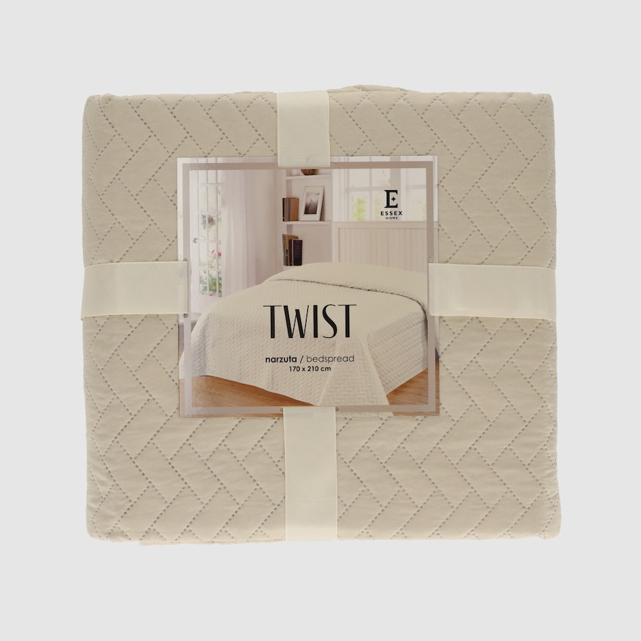 Jednokolorowa narzuta na łóżko z wytłoczonym wzorem Twist 170x210 cm