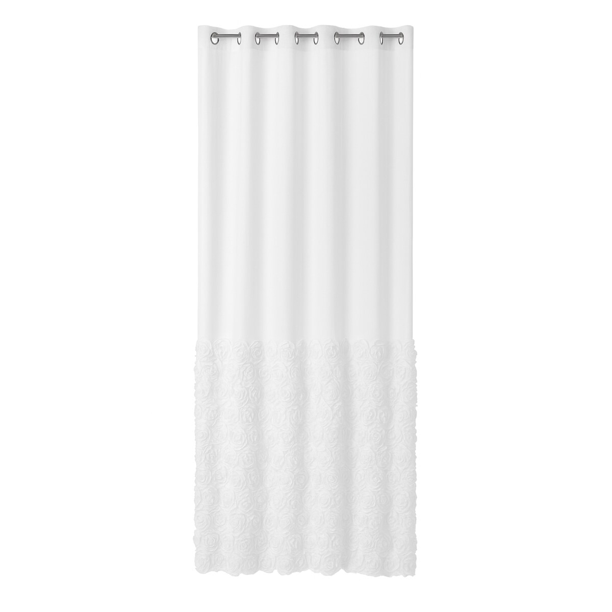 firana z aplikacją 3d róże 1m od dołu 140x250 przelotki | biała