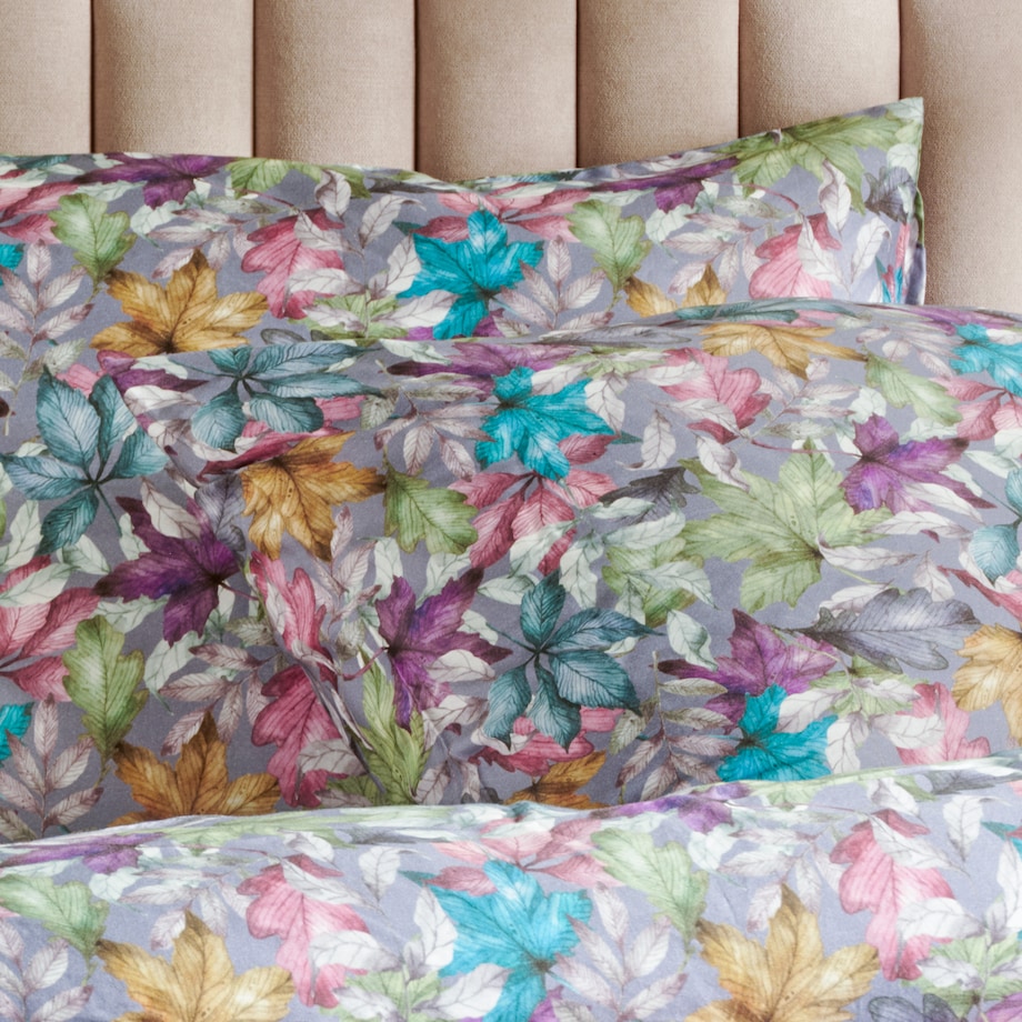 Pościel z bawełny satynowej Rillif 200x220 cm z motywem liściastym