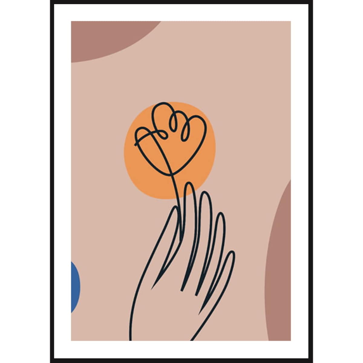 Poster Story, Plakat, Obraz - Pomarańczowy Kwiatek w Konturach, wymiary 21 x 30 cm