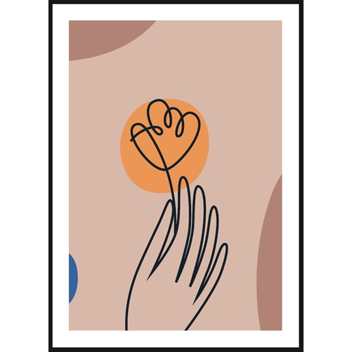 Poster Story, Plakat, Obraz - Pomarańczowy Kwiatek w Konturach, wymiary 21 x 30 cm