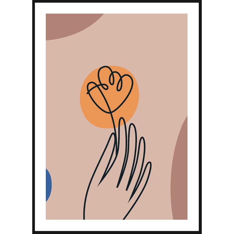 Poster Story, Plakat, Obraz - Pomarańczowy Kwiatek w Konturach, wymiary 21 x 30 cm