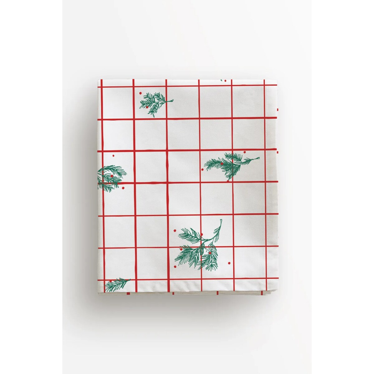 Obrus świąteczny - krata i gałązki - 140x240