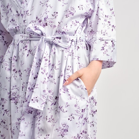 Szlafrok z bawełny satynowej Fiorre z motywem kwiatowym