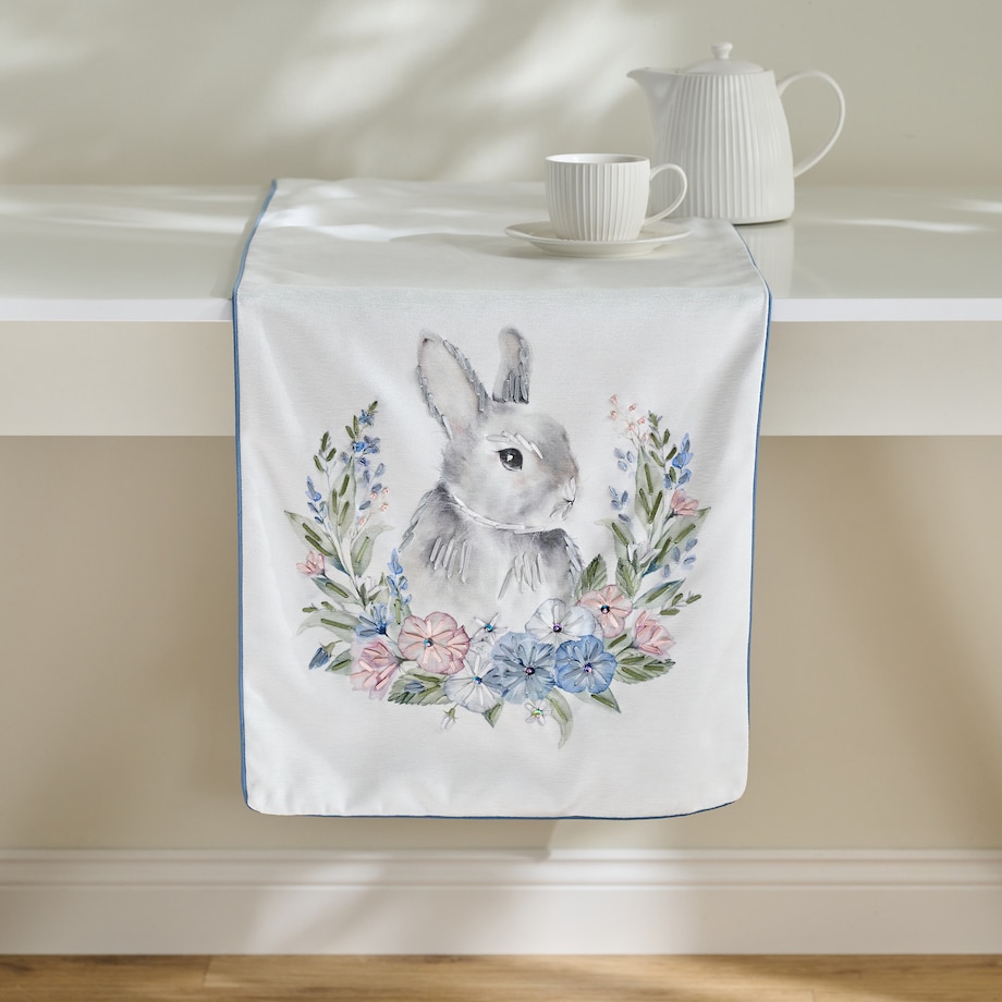 Bieżnik Haftowany Pansileo 40x180 cm z motywem królika