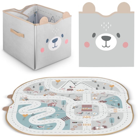 Pojemnik na zabawki i mata 2w1 96x104cm organizer Nukido szary